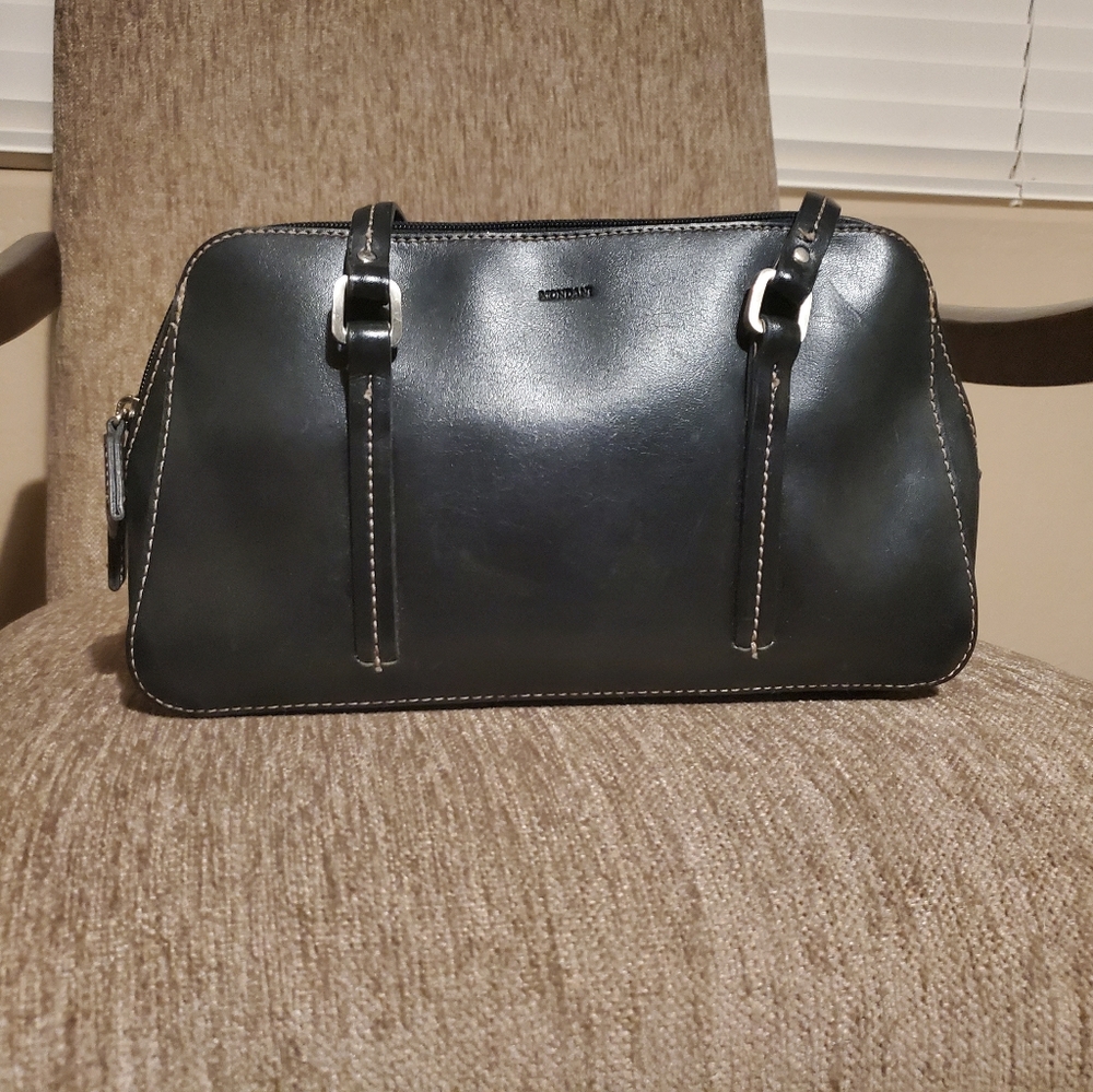 The Perfect Little Black purse with tan stitching